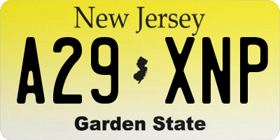 NJ license plate A29XNP