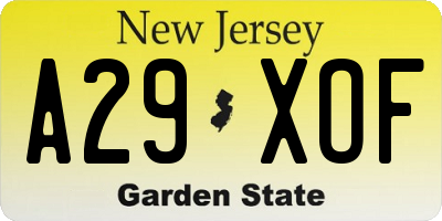 NJ license plate A29XOF