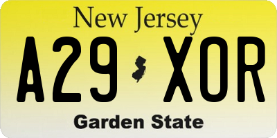 NJ license plate A29XOR