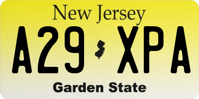 NJ license plate A29XPA