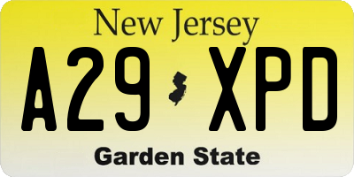 NJ license plate A29XPD