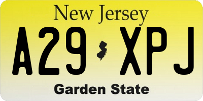 NJ license plate A29XPJ