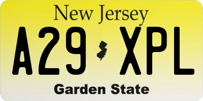 NJ license plate A29XPL