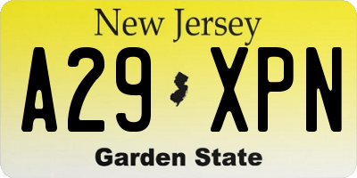 NJ license plate A29XPN
