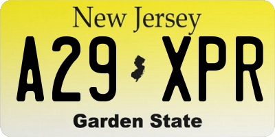 NJ license plate A29XPR