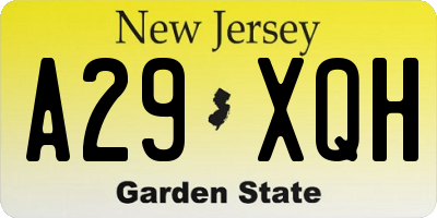 NJ license plate A29XQH