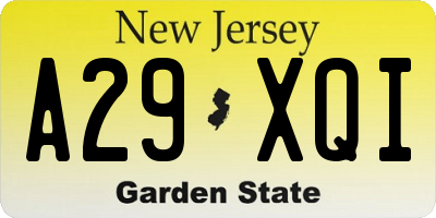 NJ license plate A29XQI