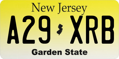 NJ license plate A29XRB