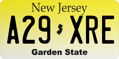 NJ license plate A29XRE
