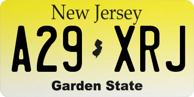 NJ license plate A29XRJ