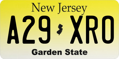 NJ license plate A29XRO