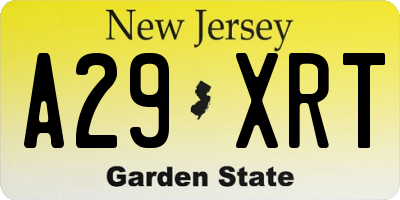 NJ license plate A29XRT