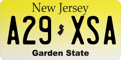 NJ license plate A29XSA