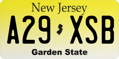 NJ license plate A29XSB