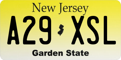 NJ license plate A29XSL