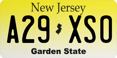 NJ license plate A29XSO