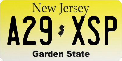 NJ license plate A29XSP