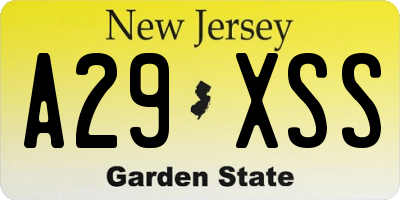 NJ license plate A29XSS