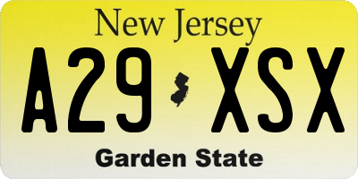 NJ license plate A29XSX