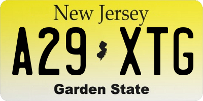 NJ license plate A29XTG