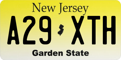 NJ license plate A29XTH