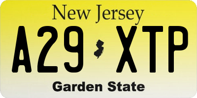 NJ license plate A29XTP