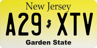 NJ license plate A29XTV