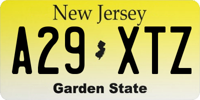 NJ license plate A29XTZ