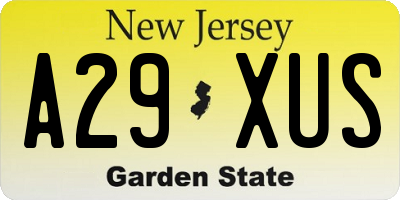 NJ license plate A29XUS