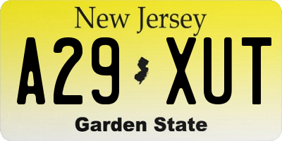 NJ license plate A29XUT