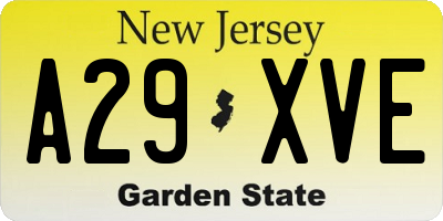 NJ license plate A29XVE