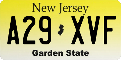 NJ license plate A29XVF