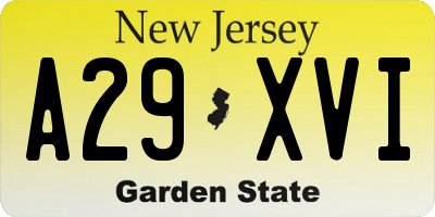 NJ license plate A29XVI