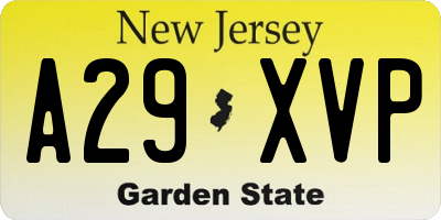 NJ license plate A29XVP