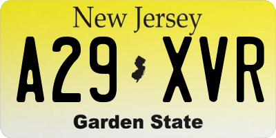 NJ license plate A29XVR