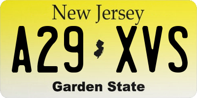 NJ license plate A29XVS