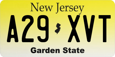 NJ license plate A29XVT