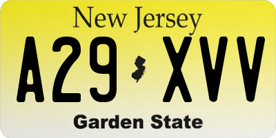 NJ license plate A29XVV