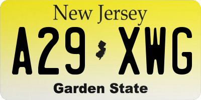 NJ license plate A29XWG