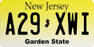NJ license plate A29XWI