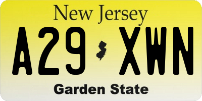 NJ license plate A29XWN