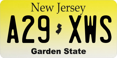 NJ license plate A29XWS