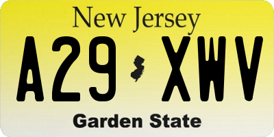 NJ license plate A29XWV