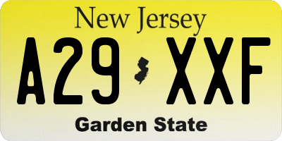 NJ license plate A29XXF