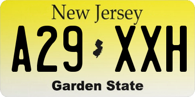 NJ license plate A29XXH