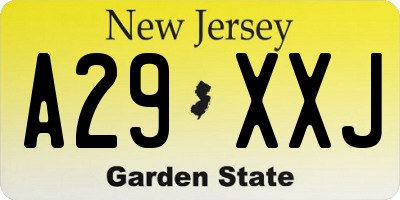 NJ license plate A29XXJ