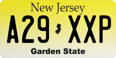 NJ license plate A29XXP