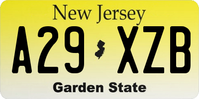 NJ license plate A29XZB