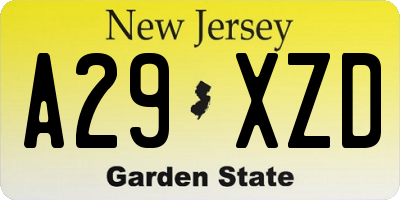 NJ license plate A29XZD