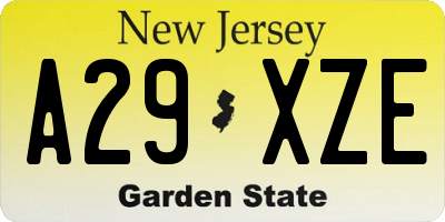 NJ license plate A29XZE